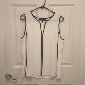 White House Black Market White Blouse with Black Accents (Slightly Sheer)